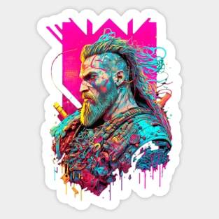 Neon Cyberpunk Viking - V1.09 Sticker